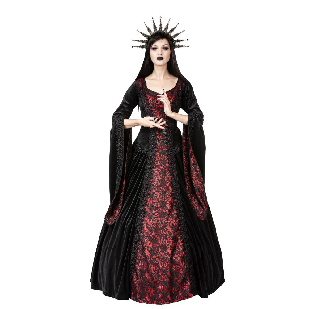 Sinister - 1224 Longue robe - Noir/Bordeaux rouge